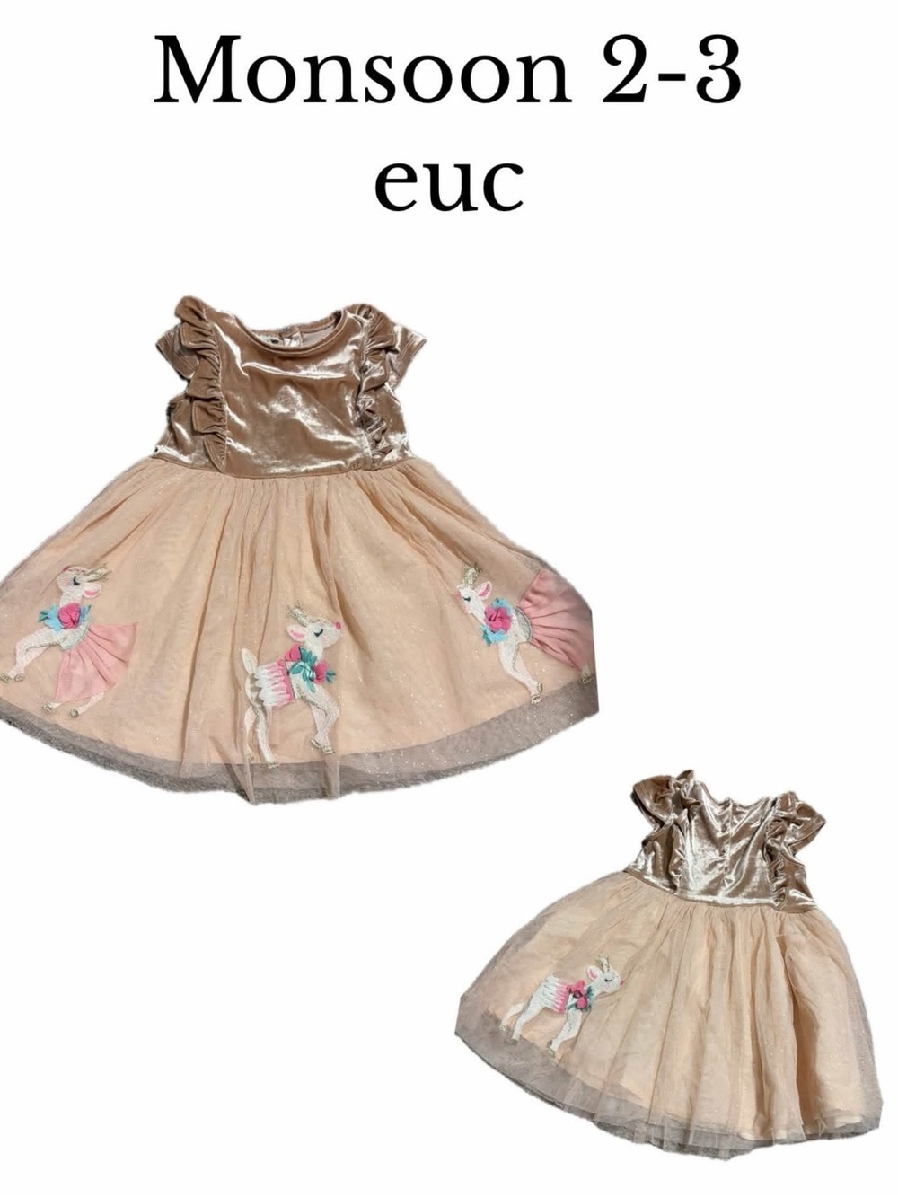Monsoon 2-3 tulle prancing reindeer dress